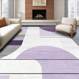 Ultra Soft Area Rug, Non Slip, Stain Resistant, Washable Area Rugs for Living Room, Bedroom, Chic Semicircle Gray Tones(Purple)