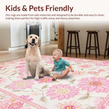 Ultra Soft Area Rug, Non Slip, Stain Resistant, Washable Area Rugs for Living Room, Bedroom, Whimsical Soft Color Blossom(White)