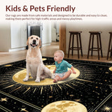 Ultra Soft Area Rug, Non Slip, Stain Resistant, Washable Area Rugs for Living Room, Bedroom, Starry Night Zodiac Patterned Elegance(Gold)