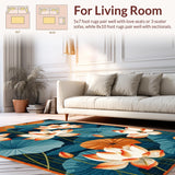 Ultra Soft Area Rug, Non Slip, Stain Resistant, Washable Area Rugs for Living Room, Bedroom, Sunny Tropical Garden Aesthetic(Orange)