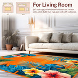 Ultra Soft Area Rug, Non Slip, Stain Resistant, Washable Area Rugs for Living Room, Bedroom, Striking Colorful Petal Composition(Orange)
