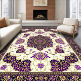 Ultra Soft Area Rug, Non Slip, Stain Resistant, Washable Area Rugs for Living Room, Bedroom, Ornate Floral Motif for Dining Space(Ivory)