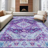 Ultra Soft Area Rug, Non Slip, Stain Resistant, Washable Area Rugs for Living Room, Bedroom, Trendy Eclectic Medallion Theme(Purple)