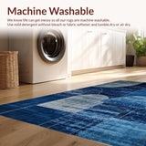 Ultra Soft Area Rug, Non Slip, Stain Resistant, Washable Area Rugs for Living Room, Bedroom, Sophisticated Tiled Symmetry Arrangement(Blue)