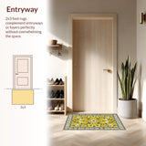 Ultra Soft Area Rug, Non Slip, Stain Resistant, Washable Area Rugs for Living Room, Bedroom, Chic Eclectic Tiled Arrangement(Yellow)
