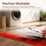 Ultra Soft Area Rug, Non Slip, Stain Resistant, Washable Area Rugs for Living Room, Bedroom, Vivid Cherry Blossom Abstract Art(Red)