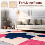 Ultra Soft Area Rug, Non Slip, Stain Resistant, Washable Area Rugs for Living Room, Bedroom, Geometric Blush Pink Kids Playroom Runner(Pink)