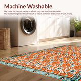 Ultra Soft Area Rug, Non Slip, Stain Resistant, Washable Area Rugs for Living Room, Bedroom, Luxurious Curved Trellis Composition(Orange)