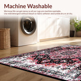 Ultra Soft Area Rug, Non Slip, Stain Resistant, Washable Area Rugs for Living Room, Bedroom, Rustic Low Pile Geometric Aesthetic(Black)