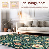 Ultra Soft Area Rug, Non Slip, Stain Resistant, Washable Area Rugs for Living Room, Bedroom, Nature-Inspired Boho Floral Elegance(Blue)