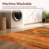 Ultra Soft Area Rug, Non Slip, Stain Resistant, Washable Area Rugs for Living Room, Bedroom, Vibrant Abstract Spiral Aesthetic(Orange)