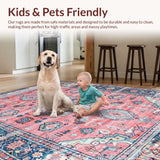 Ultra Soft Area Rug, Non Slip, Stain Resistant, Washable Area Rugs for Living Room, Bedroom, Vibrant Colorful Medallion Aesthetic(Pink)
