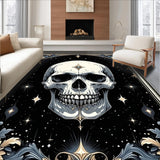 Ultra Soft Area Rug, Non Slip, Stain Resistant, Washable Area Rugs for Living Room, Bedroom, Edgy Monochrome Gothic Accents(Black)