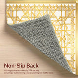 Ultra Soft Area Rug, Non Slip, Stain Resistant, Washable Area Rugs for Living Room, Bedroom, Elegant Beige Geometric Harmony with a Touch of Gold Accents(Gold)