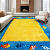 Ultra Soft Area Rug, Non Slip, Stain Resistant, Washable Area Rugs for Living Room, Bedroom, Vibrant Marine Life Classroom Non-Slip Area Carpet(Blue)
