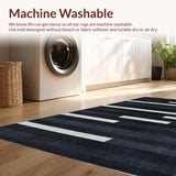 Ultra Soft Area Rug, Non Slip, Stain Resistant, Washable Area Rugs for Living Room, Bedroom, Modern Minimalist Striped Woven Rug With Dramatic Contrast Design(Black)