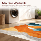 Ultra Soft Area Rug, Non Slip, Stain Resistant, Washable Area Rugs for Living Room, Bedroom, Contemporary Colorful Geometric Expression(Orange)