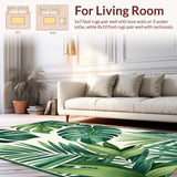 Ultra Soft Area Rug, Non Slip, Stain Resistant, Washable Area Rugs for Living Room, Bedroom, Serene Botanical Illustration Style(Green)