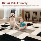 Ultra Soft Area Rug, Non Slip, Stain Resistant, Washable Area Rugs for Living Room, Bedroom, Java Blend Geometric Area with Earthy Tones and Bold Design(Beige)