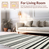 Ultra Soft Area Rug, Non Slip, Stain Resistant, Washable Area Rugs for Living Room, Bedroom, Modern Geometric Outdoor Carpet(Black)