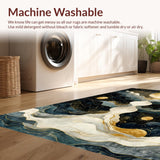 Ultra Soft Area Rug, Non Slip, Stain Resistant, Washable Area Rugs for Living Room, Bedroom, Liquid Celestial Waves Rug Abstract Sun Moon Phases with Flowing Star Trails(Blue)