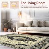 Luxe Medallion Runner With Ornamental Arabesque Design(Beige)