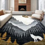 Ultra Soft Area Rug, Non Slip, Stain Resistant, Washable Area Rugs for Living Room, Bedroom, Unique Wilderness Cultural Design(Gray)