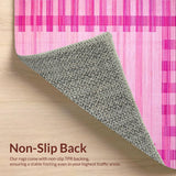 Ultra Soft Area Rug, Non Slip, Stain Resistant, Washable Area Rugs for Living Room, Bedroom, Luxurious Pink Purple Grid(Pink)