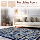 Ultra Soft Area Rug, Non Slip, Stain Resistant, Washable Area Rugs for Living Room, Bedroom, Sleek Abstract Blue Pattern(Gray)