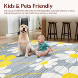 Ultra Soft Area Rug, Non Slip, Stain Resistant, Washable Area Rugs for Living Room, Bedroom, Modern Whimsical Petal Design(Gray)
