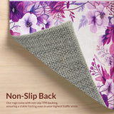 Ultra Soft Area Rug, Non Slip, Stain Resistant, Washable Area Rugs for Living Room, Bedroom, Contemporary Floral Print Delight(Purple)