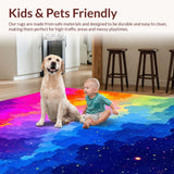 Ultra Soft Area Rug, Non Slip, Stain Resistant, Washable Area Rugs for Living Room, Bedroom, Abstract Whimsical Color Burst(Pink)