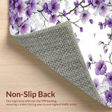 Ultra Soft Area Rug, Non Slip, Stain Resistant, Washable Area Rugs for Living Room, Bedroom, Modern Elegant Floral Composition(Purple)