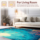 Ultra Soft Area Rug, Non Slip, Stain Resistant, Washable Area Rugs for Living Room, Bedroom, Discovery Island Area Rug Ocean Life Kids Play Mat Aquatic Animal Count Carpet(Blue)