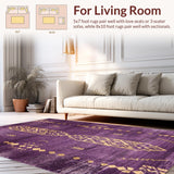 Ultra Soft Area Rug, Non Slip, Stain Resistant, Washable Area Rugs for Living Room, Bedroom, Charming Distressed Geometric Flair(Purple)