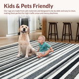 Ultra Soft Area Rug, Non Slip, Stain Resistant, Washable Area Rugs for Living Room, Bedroom, Stylish Striped Doormat Layering Rug, Non Slip(Black)