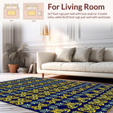 Ultra Soft Area Rug, Non Slip, Stain Resistant, Washable Area Rugs for Living Room, Bedroom, Non-Shedding Navy Yellow Meditation Space Rug(Blue)