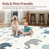 Ultra Soft Area Rug, Non Slip, Stain Resistant, Washable Area Rugs for Living Room, Bedroom, Contemporary Whimsical Animal Art(White)