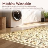 Ultra Soft Area Rug, Non Slip, Stain Resistant, Washable Area Rugs for Living Room, Bedroom, Ancient Floral Hallway for Entryway Floor(Beige)