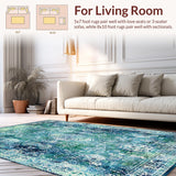 Ultra Soft Area Rug, Non Slip, Stain Resistant, Washable Area Rugs for Living Room, Bedroom, Whimsical Nautical Area Rug with Colorful Seahorse and Wave Design(Blue)