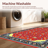 Ultra Soft Area Rug, Non Slip, Stain Resistant, Washable Area Rugs for Living Room, Bedroom, Chic Multicolor Geometric Pattern(Red)