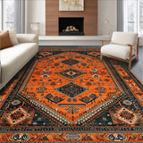 Ultra Soft Area Rug, Non Slip, Stain Resistant, Washable Area Rugs for Living Room, Bedroom, Artistic Floral Geometric Fusion(Red)