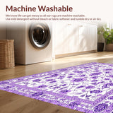 Ultra Soft Area Rug, Non Slip, Stain Resistant, Washable Area Rugs for Living Room, Bedroom, Contemporary Soft Bloom Motif(Purple)