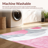 Ultra Soft Area Rug, Non Slip, Stain Resistant, Washable Area Rugs for Living Room, Bedroom, Contemporary Pastel Color Block Design(White)