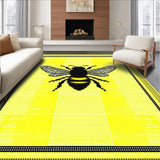 Ultra Soft Area Rug, Non Slip, Stain Resistant, Washable Area Rugs for Living Room, Bedroom, Charming Garden Bee Design(Yellow)