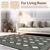 Ultra Soft Area Rug, Non Slip, Stain Resistant, Washable Area Rugs for Living Room, Bedroom, Black Ivory Geometric Living Room Area Rug(Black)