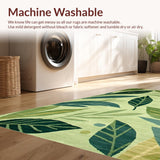 Ultra Soft Area Rug, Non Slip, Stain Resistant, Washable Area Rugs for Living Room, Bedroom, Charming Groovy Green Floral Aesthetic(Green)