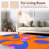 Ultra Soft Area Rug, Non Slip, Stain Resistant, Washable Area Rugs for Living Room, Bedroom, Psychedelic Colorful Wave Motif(Orange)