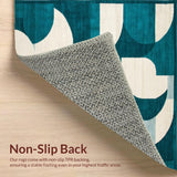 Ultra Soft Area Rug, Non Slip, Stain Resistant, Washable Area Rugs for Living Room, Bedroom, Chic Geometric Area with Teal and Cream Overlapping Shapes(Blue)