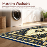 Ultra Soft Area Rug, Non Slip, Stain Resistant, Washable Area Rugs for Living Room, Bedroom, Abstract Geometric Faux Wool for Kitchen(Blue)